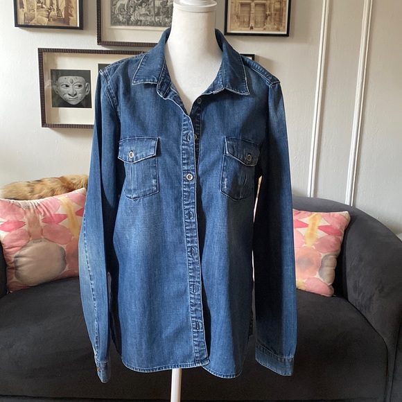 J Brand Denim Shirt Sz L - Picture 1 of 5
